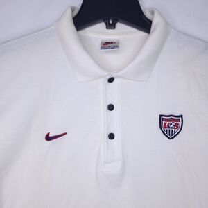 Nike Team USA Polo Shirt Mens Large White Soccer Vintage Swoosh